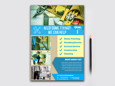 Home Repair Flyer a4 branding business flyer business leaflet template clean corporate corporate flyer corporate flyer sample design designer flyer flyer design ideas flyer designer flyers design flyers templates illustration leaflet design templates real estate flyer