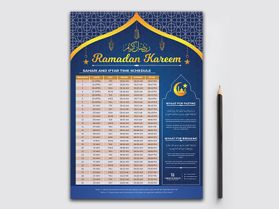 Ramadan Kareem, Ramadan Calendar for Fasting and Prayer time