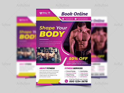 Fitness Gym Flyer bodybuilder bodybuilding branding business flyer business leaflet template corporate flyer fitness center fitness flyer fitness gym flyer flyer design ideas gym flyer gymnasium illustration leaflet design templates