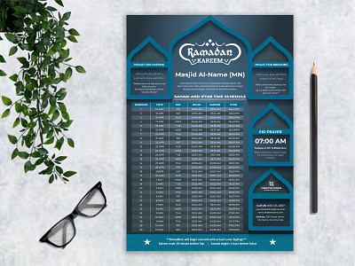 Ramadan Kareem Fasting and Prayer time Guide advertisement branding business flyer business leaflet template corporate flyer design iftar illustration prayer schedule ramadan ramadan calendar ramadan kareem ramadan kareem timeing calendar