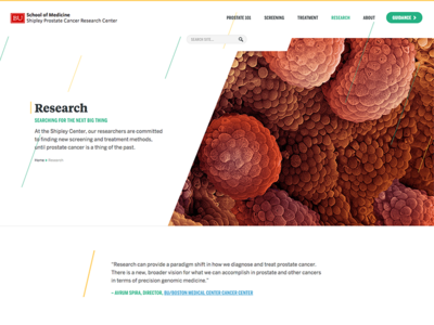 Landing Page - Research Section header/hero area