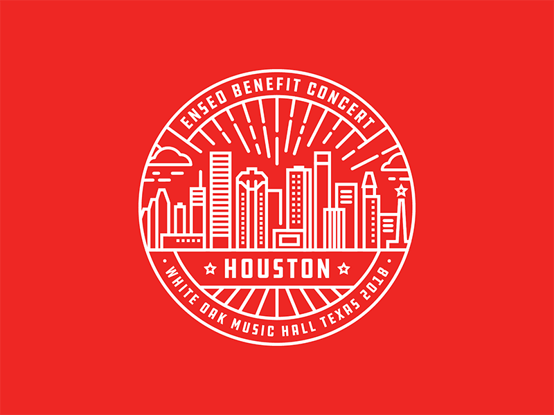 Kick N' Hitec Badge badge branding color downtown houston icon illustration skyline vector