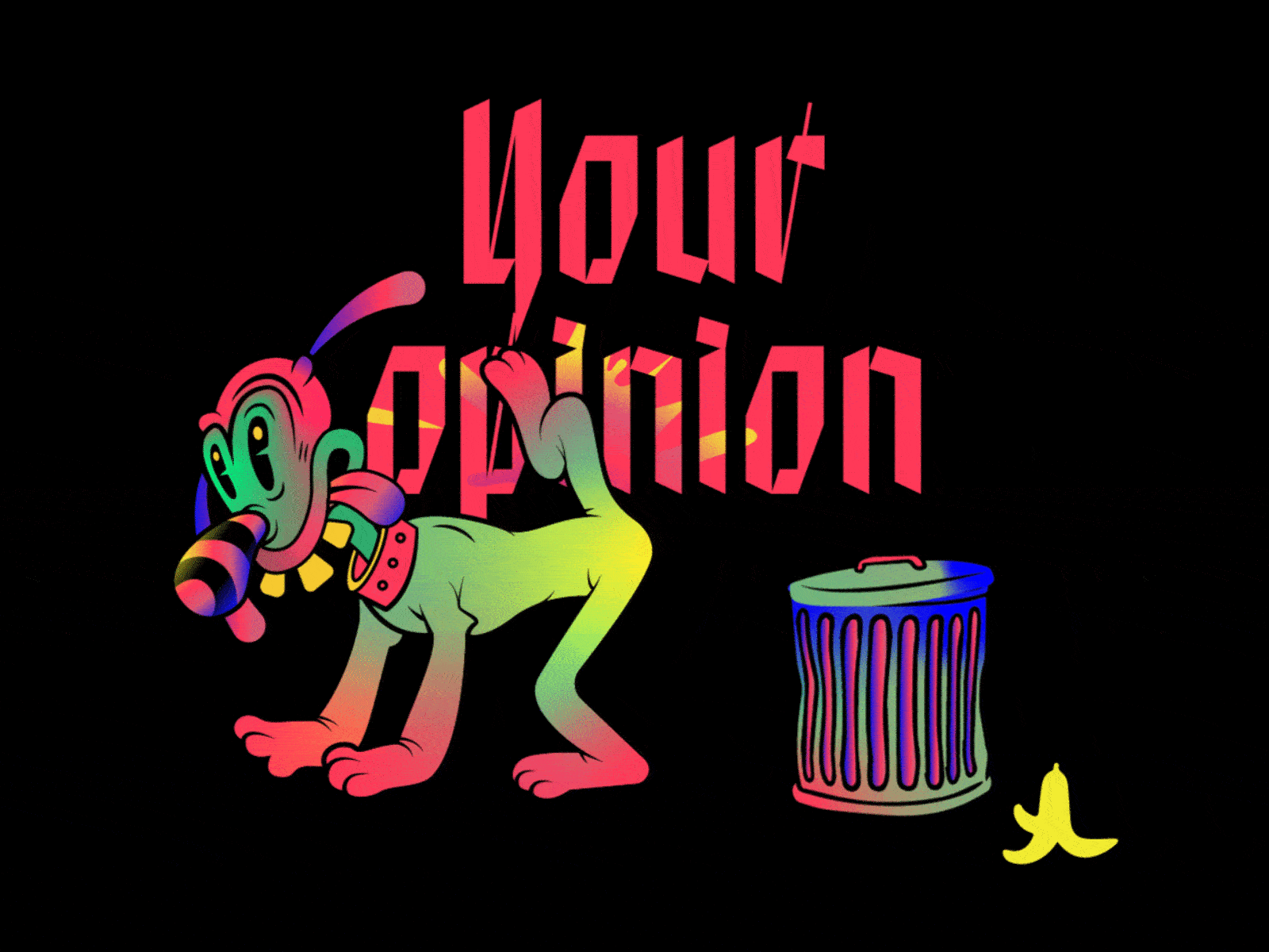 Don't sing if you want to live long 🤠🌺 animated gif animation bucket cartoon cartoon character character dog fun gradient illustration lowbrow lowbrowart lsd mad motion graphics old cartoon opinion pee popsurrealism weirdart