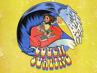 Couch Surfing 1930 1930s cartoon cartoon character character character design cool design couchsurfing fun hippie illustration old cartoon old school retro retro design surfer surfing texture vintage wave