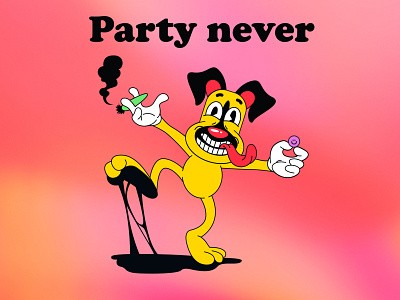 party dog 1930 1930s cartoon cartoon character character character design dog drugs fun illustration lowbrow lsd old cartoon old school party pill pink popsurrealism retro weird