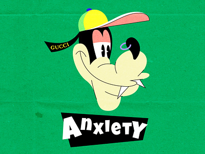 anxiety anxiety cartoon character disney flat flat illustration goofy green gucci lowbrow lowbrow art mentalhealth old cartoon old school weird weirdo