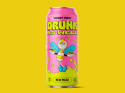 Fun design for mead🐝 90s bee beer can brand design brand identity branding can candesign cartoon cartoon character cartoondesign cartooning design drink honey bee illustration mead old cartoon old school package design