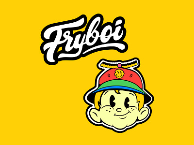 Fryboi 1930 1930s 60s 80s 90s boy branding design fastfood food brand food logo lettering logo mid century old cartoon old school retro retro logo rubberhose vintage