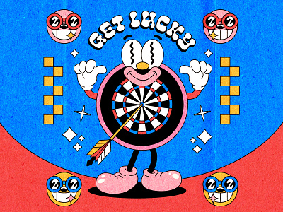Get Lucky 1930 1930s 1990 30s 90s cartoon character cuphead darts illustration lowbrow lucky old cartoon old school pop culture print rubber hose target tshirt vintage
