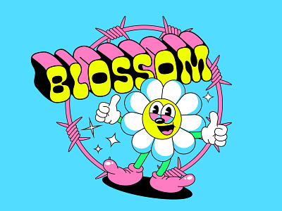 Blossom T-shirt design 1930 1930s 1990 90s cartoon character chill cuphead flower happy illustration merch old cartoon old school pop culture print retro tshirt design vintage