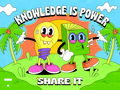 The Thinkific “Knowledge is power. Share it.” challenge! 1930 1930s 90s book bulb cartoon cartoon character challenge chill illustration knowledge learning motivation old cartoon pop culture power summer thinkific thinking vintage