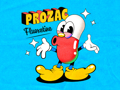 prozac fluoxetine 1930 1930s acid cartoon cartoon character cuphead happy lowbrow medicine mental health merch old cartoon old school pill pills pop culture prozac rubber hose tshirt vintage