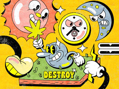 destroy everything 1930 1930s 90s cartoon cartoon character cuphead destroy ghost happy lowbrow mid century morning old cartoon old school pop culture poster retro rubber hose vintage