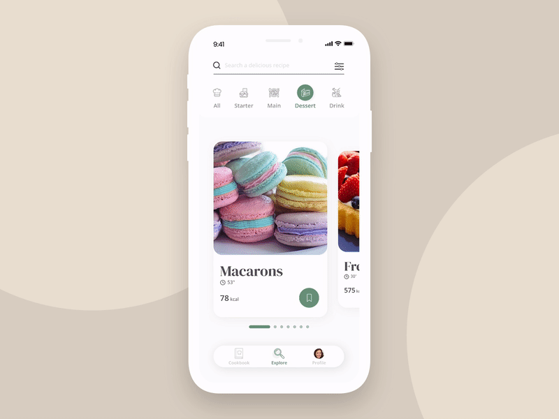 Cookbook App | Adobe XD Daily Creative Challenge app cook design inspiration interaction interaction animation recipes ui ux
