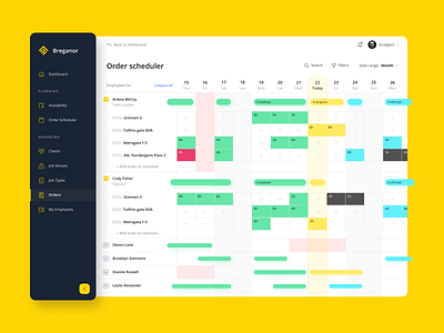 Order Scheduler Dashboard calendar dashboad dashboard ui employees gantt chart management order scheduling product design scheduler task manager ui design web app