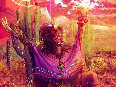 Vulture Shaman Portal of Light-Love awaken character design conceptart game art illustraion psychedelic spiritual vegan illistration