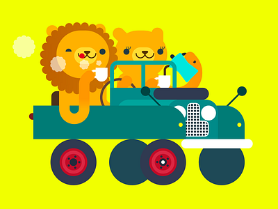 Lions in Land Rover automotive illustration personal project