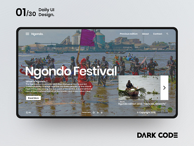 Dark Code Daily UI 30 - Day 01. Theme : Ngondo Festival app app design dailyui dark code design dribbble interface interface design ui uiux design ux ux ui design web website