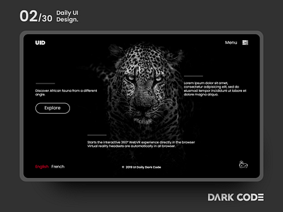 Dark Code Daily UI 30 - Day 02. African Wildlife