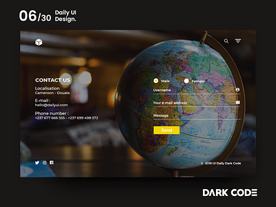 Dark Code Daily UI 30 - Day 06 Theme: Corporate contact page