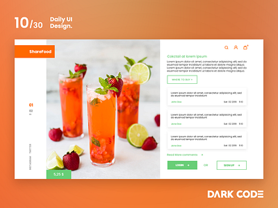 Dark Code Daily UI 30 - Day 10 app app design dailyui dark code design design concept dribbble enterprise food app interface interface design ui uiux design ux ux designer ux ui design web website
