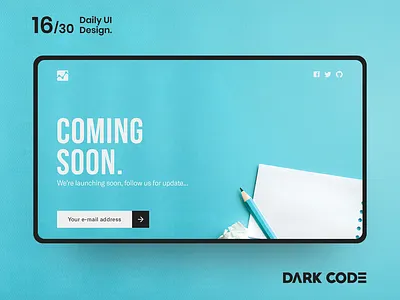 Dark Code Daily UI 30 - Day 16 app cameroon coming soon coming soon page comingsoon dailyui dark code design design concept dribbble interface interface design landing page ui uiux design ux ux designer ux ui design web website