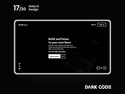 Dark Code Daily Ui 30 - Day 17 beatmaker dailyui dark code design design concept dribbble interface interface design landing design landing page landing page concept music ui uiux design ux ux designer ux ui design web website