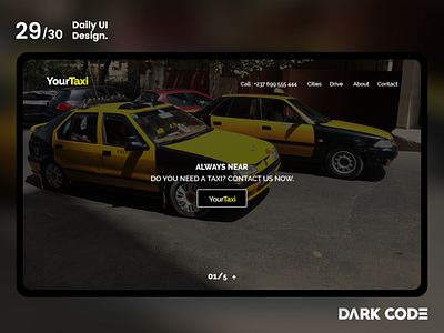 Dark Code Daily UI 30 - Day 29 black booking app dailyui dark code design design concept dribbble interface interface design taxi app ui uiux design ux designer ux ui design yellow