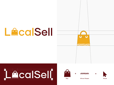 Logo Design for LocalSell africa african brand identity branding cameroon cameroun conception dark code design ecommerce ecommerce design grid design grid logo illustrator logo logo design logodesign logogrid shopping app visual identity