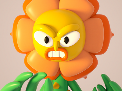 Flower 3d c4d character cuphead fanart octane photoshop render
