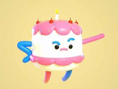 birthday cake 3d c4d cake character octane photoshop render