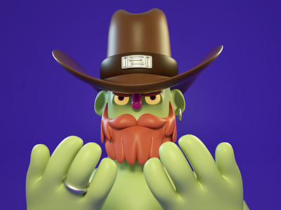 western 3d c4d character doodle illustration octane render toy western