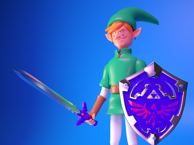 link 3d fanart hylian hyrule link master sword nintendo octane render zelda