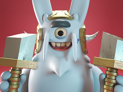 conejo guerrero 3d 3d model art bunny c4d character illustration oc render warrior