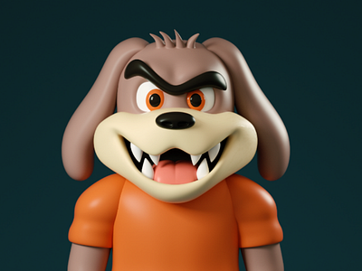 mad dog 3d c4d cartoon character doodle octane render
