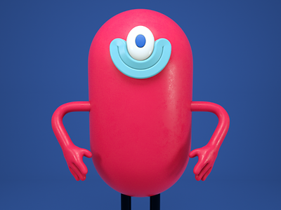 ciclope rojo 3d artoy c4d character cute doodle funny happy monster red toy