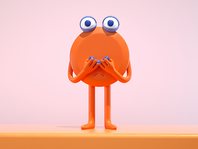smile 😊 3d character doodle draw illustration monster orange smiley