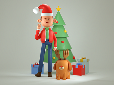 felíz navidad 3d c4d character design christmas holidays illustration render santaclaus