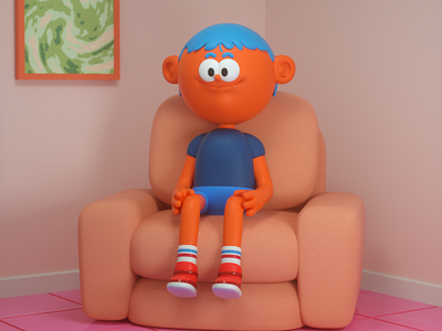 el sillon de pensar 3d c4d character design cute kawaii octane sofa