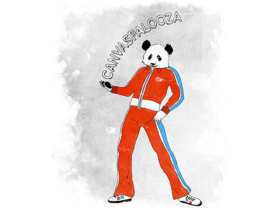 Canvaspalooza illustration jumpsuit lollapalooza panda retro vintage