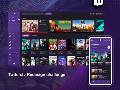 Twitch Redesign Landing app and App | Mitul Gajjar