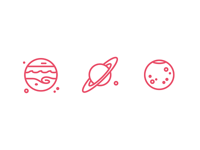Planet Icons icon jupiter line mars planets saturn space