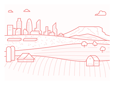 City Illustration 2 city farmland illustration line mesa monochrome plains