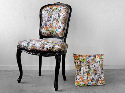 Welcome to the jungle chair cotton design fabric illustration pattern
