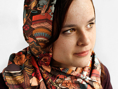 Tunisian days 2 arabic design drawing fabric illustration pattern scarf