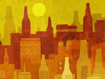 sweet, delicious sunset beer illustration sunset