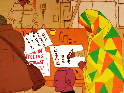 Sign Making africa illustration refugees sketchbook