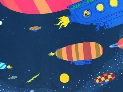 Space blimps blimp book illustration space