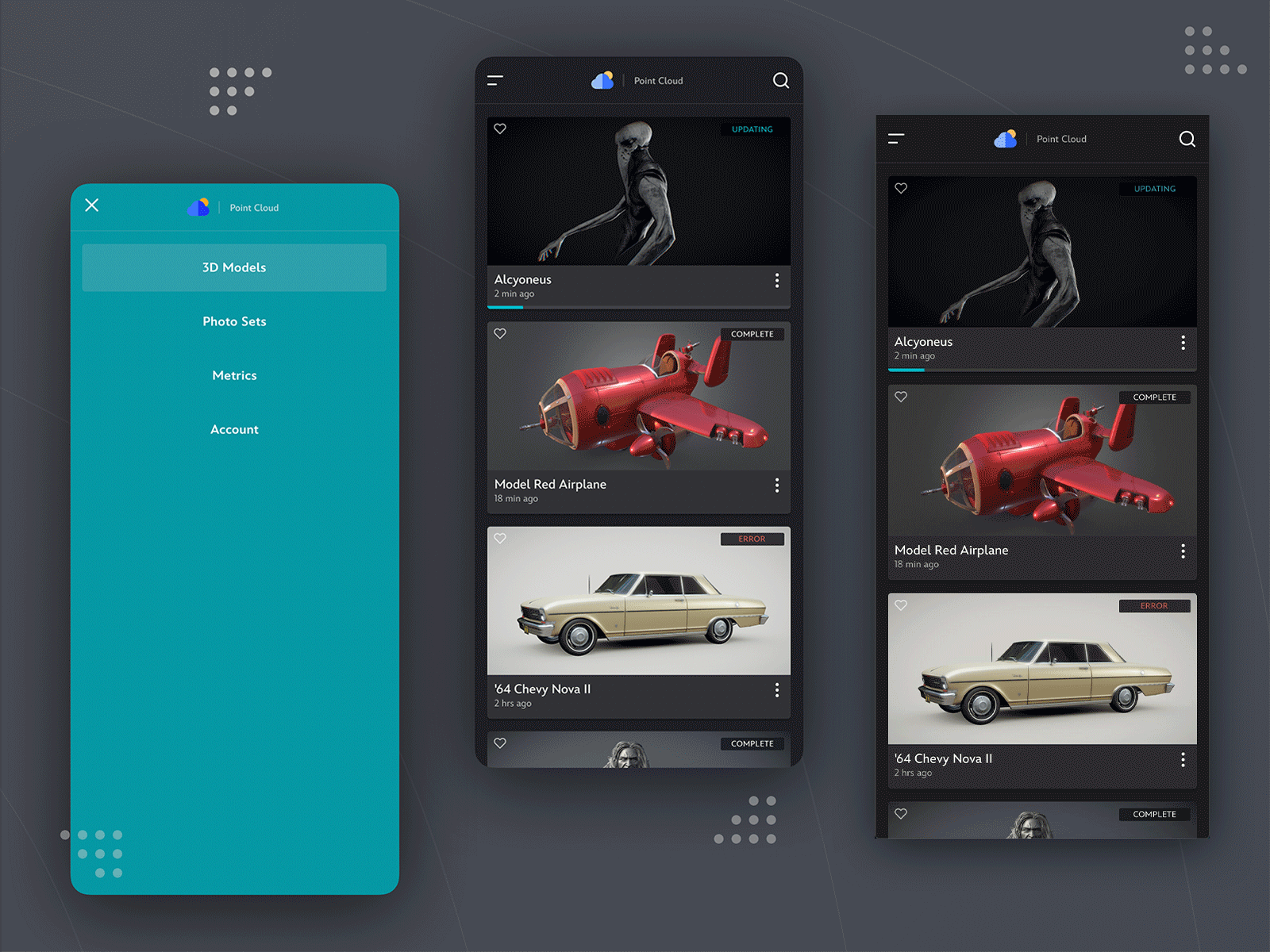 3D Model Mobile Menu animation dark theme dark ui enterprise software framerx mobile app mobile app design mobile design mobile ui product design ui ux