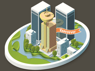 Vancouver Downtown canada editorial illustration isometric vancouver